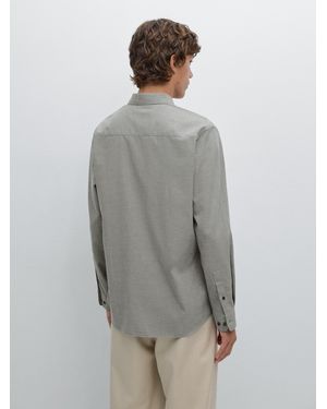 MASSIMO DUTTI Camisa Twill Melange Slim Fit - Gris
