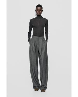 MASSIMO DUTTI Barrel Fit Pants With Dart Detail - Gray