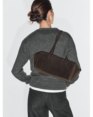 MASSIMO DUTTI West Umhängetasche Aus Rauleder - Grau