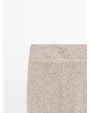 MASSIMO DUTTI Melange Linen Capris - Natural