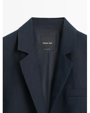 MASSIMO DUTTI American Suit With Linen Button Detail - Grey