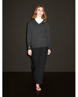 MASSIMO DUTTI Pull En Maille 100 Cachemire À Col En V - Noir