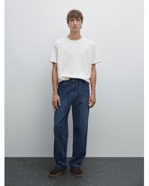 MASSIMO DUTTI Camiseta Manga Corta Pespunte Contraste - Blanco