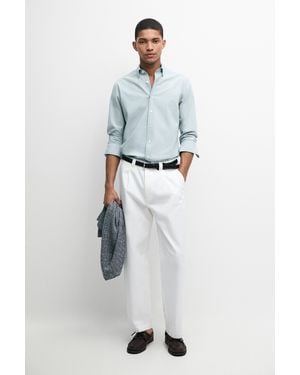 MASSIMO DUTTI 100% Cotton Denim Shirt - White