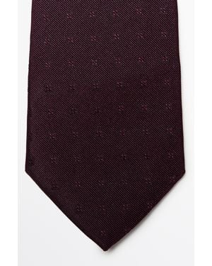 MASSIMO DUTTI 100% Silk Tie With Embroidered Detail - Purple