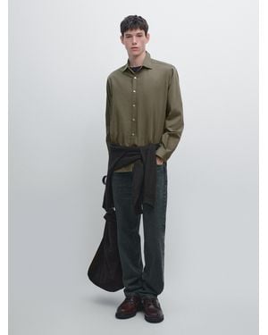 MASSIMO DUTTI Regular-Fit-Hemd Aus Baumwollmischgewebe - Grün