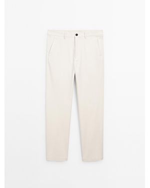 MASSIMO DUTTI Slim Fit Broek Met Structuur - Wit