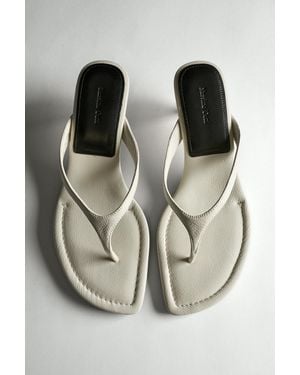 MASSIMO DUTTI Leather Heeled Sandals - White