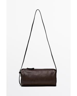 MASSIMO DUTTI Nappa Leather Crossbody Bag - Black