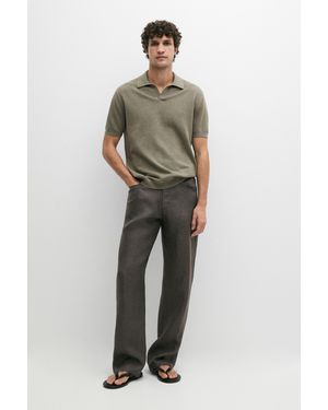 MASSIMO DUTTI 100% Cotton Knit Polo Jumper - Green