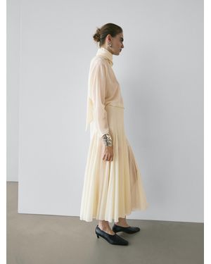 MASSIMO DUTTI Flowing Flounce Midi Skirt - White