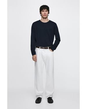 MASSIMO DUTTI Straight-Leg Denim-Effect Pants - White