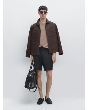 MASSIMO DUTTI Bermuda Jogger Fit Lino - Multicolore
