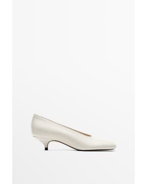 MASSIMO DUTTI Zapato Tacón Piel Soft - Blanco