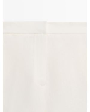MASSIMO DUTTI Long Linen Bermuda Shorts - Natural