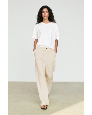 MASSIMO DUTTI Short Sleeve T-Shirt With Pocket Detail - White