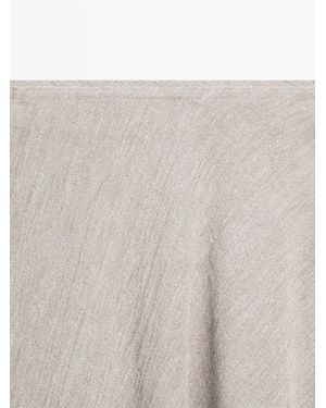 MASSIMO DUTTI Waffle-Knit Flared Midi Skirt - White