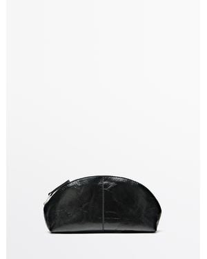 MASSIMO DUTTI Nappa Leather Toiletries Bag - Black