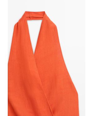 MASSIMO DUTTI Draped Midi Dress With Bow Detail - Orange