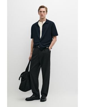 MASSIMO DUTTI Short Sleeve Button-Up Knit Cardigan - Blue
