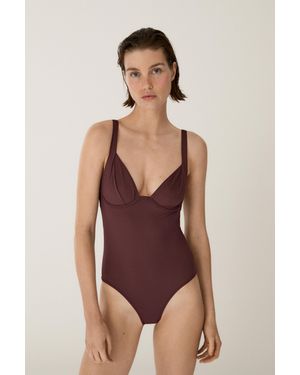 MASSIMO DUTTI Swimsuit With Underwire And Wide Straps - Purple