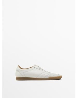 MASSIMO DUTTI Witte Sneakers Met Sierstiksel