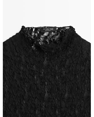 MASSIMO DUTTI Transparent Lace Top - White