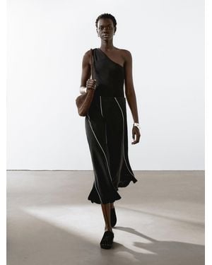 MASSIMO DUTTI Ausgestellter Midirock Aus Leinenmischgewebe - Weiß