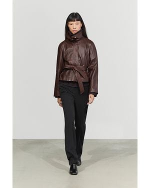 MASSIMO DUTTI Giacca Corta Con Cintura - Marrone