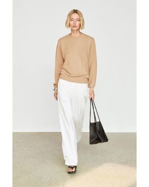 MASSIMO DUTTI 100% Cashmere Long Sleeve Sweater - White