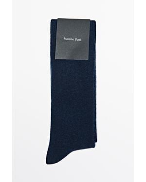 MASSIMO DUTTI Plain Knit Wool Socks - Blue