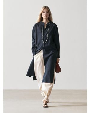 MASSIMO DUTTI Flowing Midi Shirt Dress - Blue