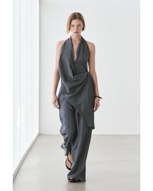 MASSIMO DUTTI Vestido Mono Asimétrico Drapeado - Gris