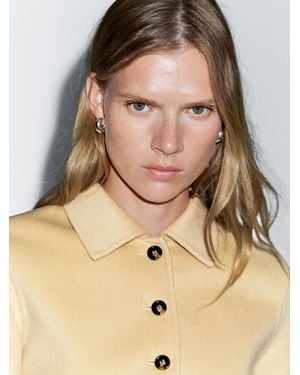 MASSIMO DUTTI Short Wool Blend Coat - Natural