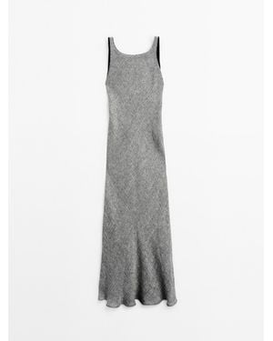 MASSIMO DUTTI Linen Fluid Sleeveless Dress - Grijs
