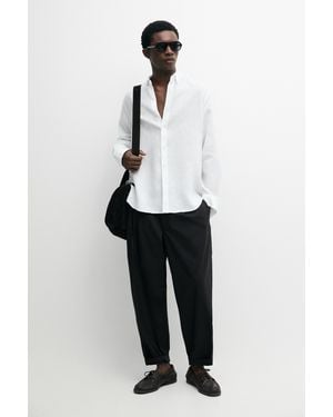 MASSIMO DUTTI 100% Linen Regular Fit Shirt - White