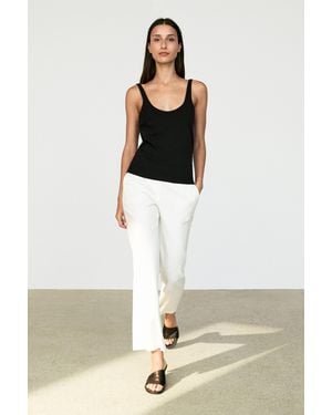 MASSIMO DUTTI Linen Blend Kick Flare Fit Pants - White