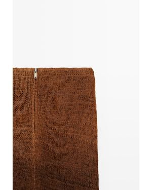 MASSIMO DUTTI Suede Knit Midi Skirt - Brown