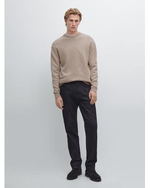 MASSIMO DUTTI Pull En Maille Chinée À Col Rond - Neutre