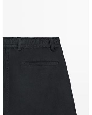 MASSIMO DUTTI Linen Blend Bermuda Shorts - Black