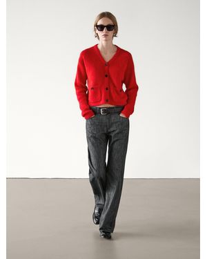 MASSIMO DUTTI Cardigan Mit V-Ausschnitt Und Alpakawolle - Rot