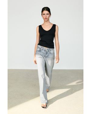 MASSIMO DUTTI Cotton Blend Strappy Top - Black