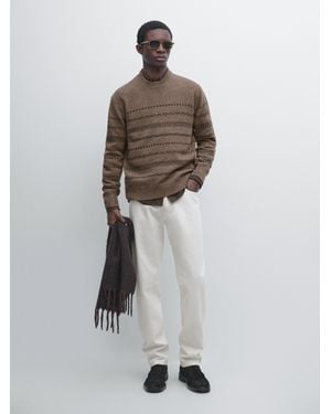 MASSIMO DUTTI Pull En Maille Jacquard De Laine Mélangée - Multicolore
