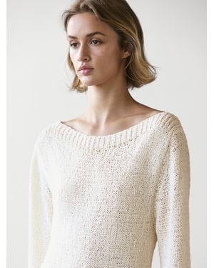 MASSIMO DUTTI Combined Asymmetric Midi Dress - White