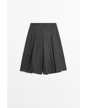 MASSIMO DUTTI Broekrok Met Plooidetail - Zwart