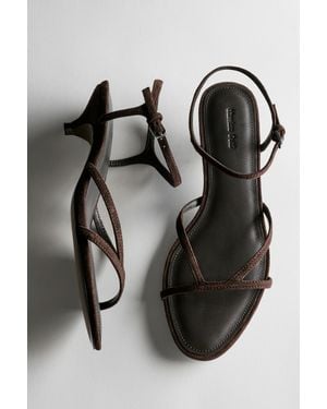 MASSIMO DUTTI Leather Low-Heel Sandals - Black