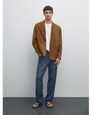 MASSIMO DUTTI Blazer Aus 100 Nubukleder - Mehrfarbig
