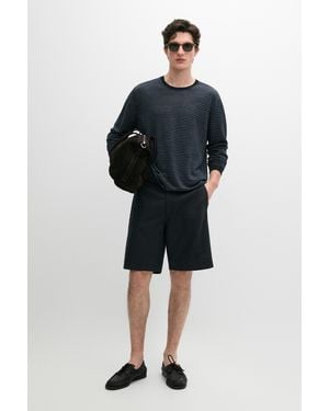 MASSIMO DUTTI Linen Blend Bermuda Shorts - Black