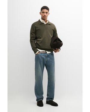 MASSIMO DUTTI Polo Collar Knit Jumper - Green