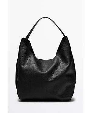 MASSIMO DUTTI Medium Nappaleren Schoudertas - Zwart